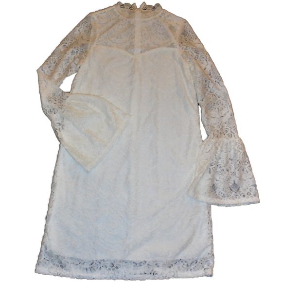 Dress Lace SMALL Cream color Long Sleeve Special Occasion Holiday Wedding - Picture 10 of 11